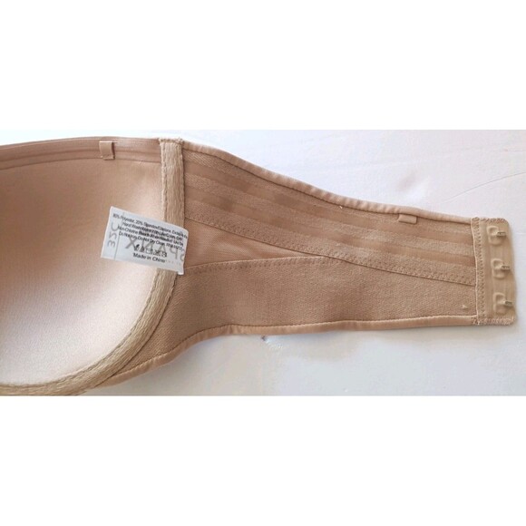 Spanx Bra Cha Cha Strapless Bra Size 32C Beige Grip Strips Satin NO STRAPS - Picture 5 of 7